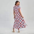 thumbnail image 2 of American Plaid Pattern Printed Short Sleeve Maxi Dress, American Flag Fashion Summer Maxi Dress For Women. Gifts For Us Independence Day, 4Th Of July, 2 of 4