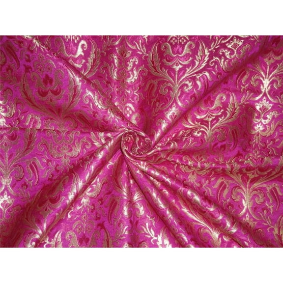 Heavy Silk Brocade Fabric Hot Pink x Metallic Gold Color 36" WIDE BRO504[4]