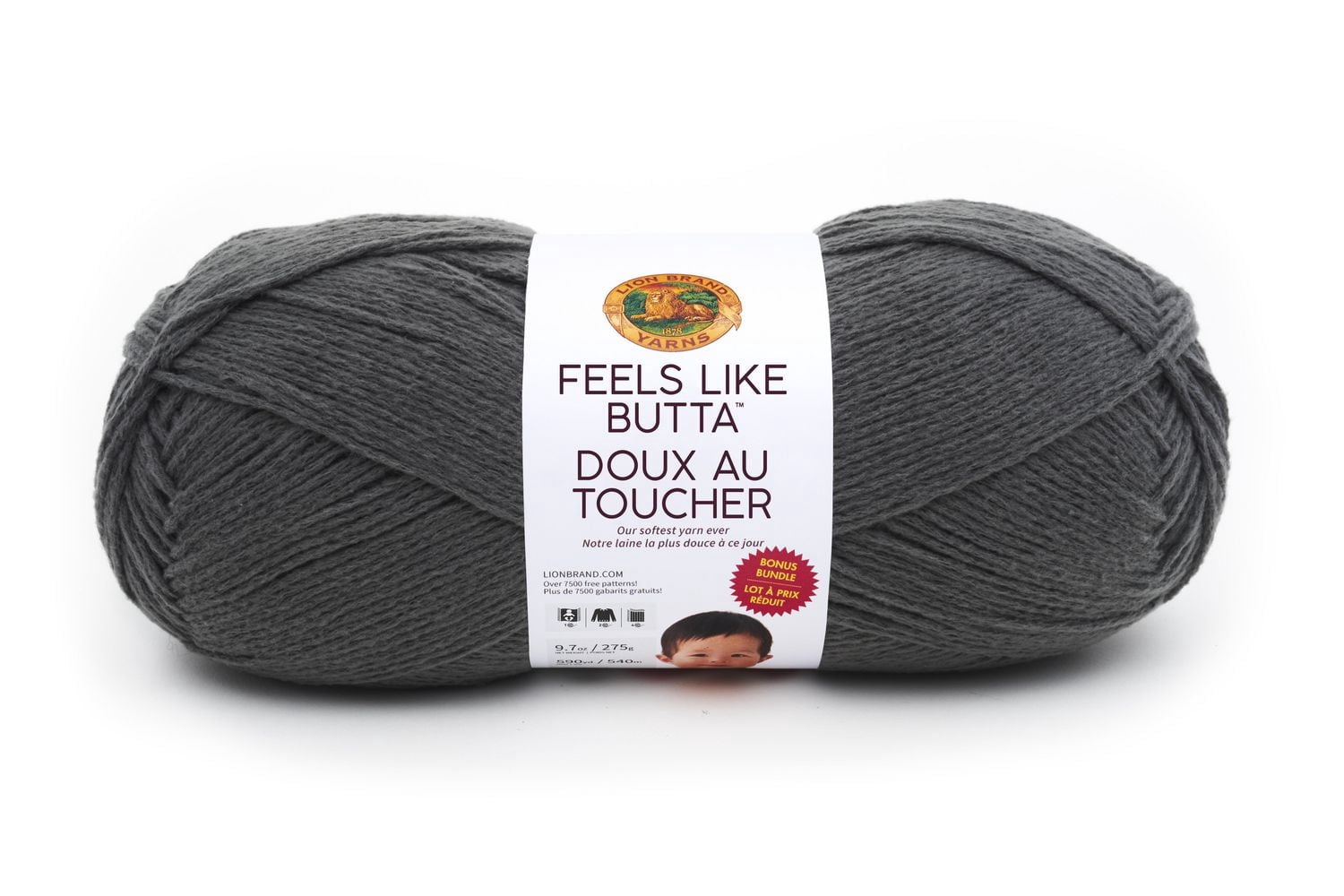 Lion Brand Yarn 123-150 Feels Like Butta Charbon Fils de Bébé Super Doux