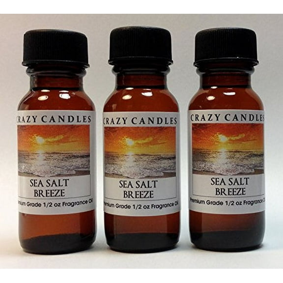 Sea Salt Breeze 3 Bottles 1/2 Fl Oz Each 15ml Premium Grade Scented Fragrance Oil By Crazy Candles
