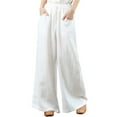 thumbnail image 2 of IDALL Linen Pants Women Wide Leg Pants Woman Women Summer High Waisted Cotton Palazzo Pants Wide Leg Long Pant Trousers With Pocket Beach Pants Plus Size Pants White S, 2 of 4