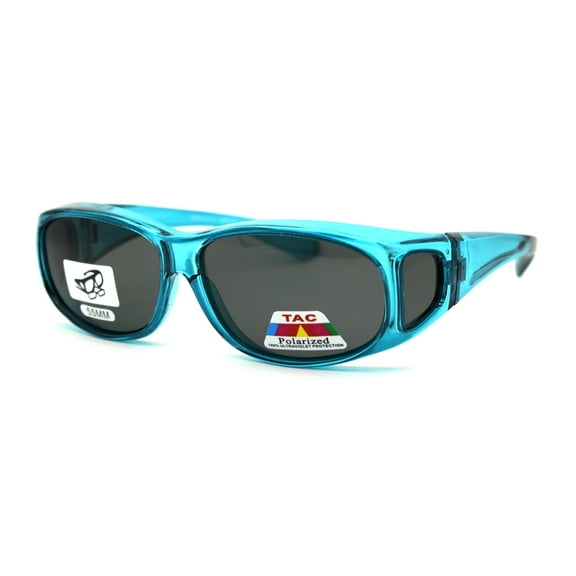 Polarized 55mm Rectangular Fit Over Plastic Sunglasses Teal