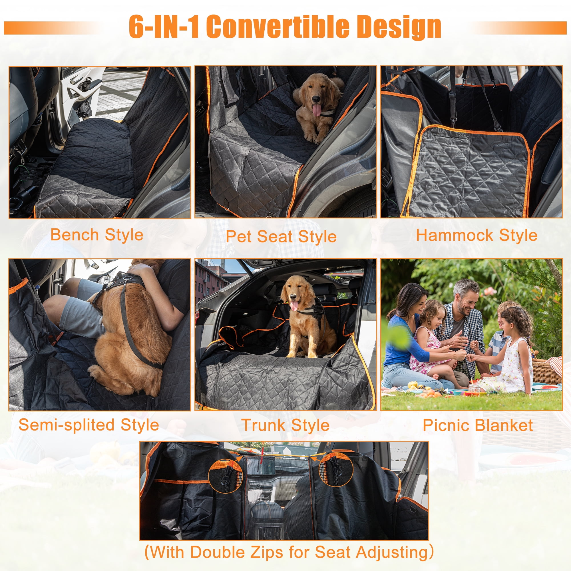 Unique Bargains Dog Car Seat Cover Waterproof Hammock Protector for Pets