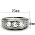 thumbnail image 4 of Mens Ring 3 Round Cut Cubic Zirconia cz Silver Stainless Steel, 4 of 8