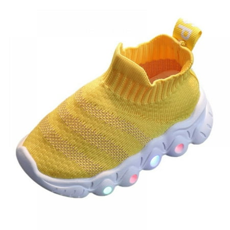 

Children s Shoes With LED Light Fly Woven Breathable Light Soles Shoes