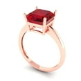 thumbnail image 2 of 2.5 ctw Solitaire Anniversary Ring for Women | Asscher Cut Simulated Ruby | Hyperallergenic Solid 18K Rose Gold, 2 of 5