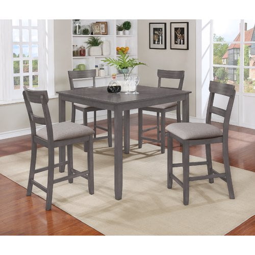 Crown Mark Grey Henderson 5-Pk Counter Height Dining Set, 36