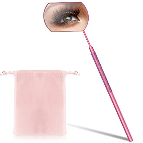 1 PCS Large Lash Mirror for Eyelash Extension Supplies+1 PCS Storage Bag,Stainless Steel Light-weight Detachable Eyelash Mirror for Extensions,Makeup Inspection Mirror for Lash Tech Supplies