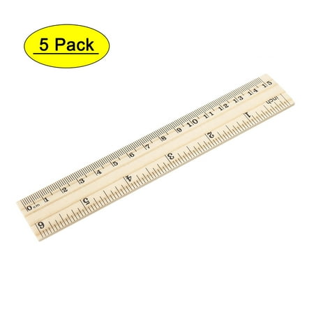 

15cm 6 Inch Wood Ruler 2 Scale Office Measuring Wooden Rulers 5 Pack