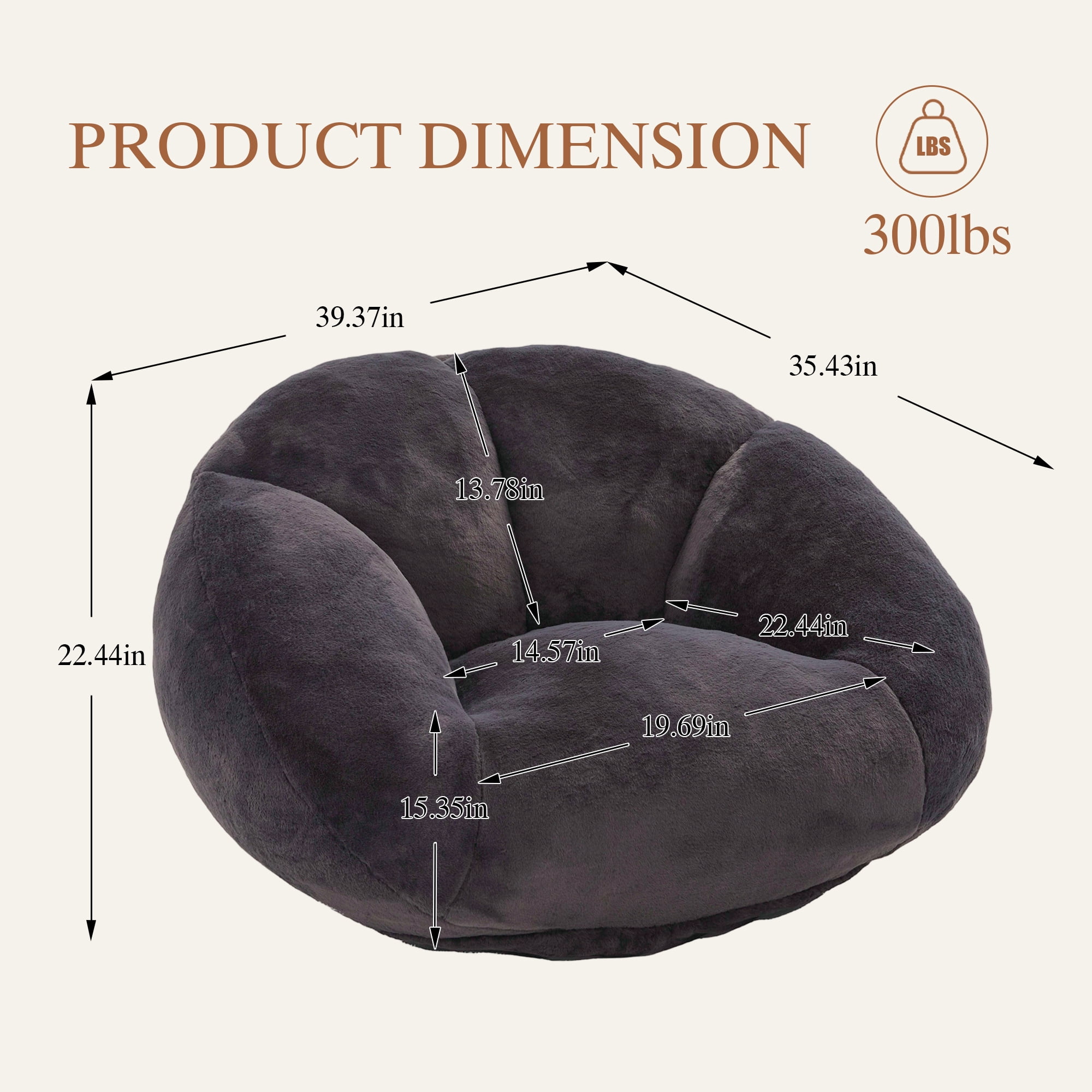 MOONMISS Oversized Bean Bag Chair for Adults,Memory Foam Lazy Sofa Chair with Soft Corduroy Cover,Comfy Floor Lounger for Living Room Bedroom Dorm