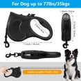thumbnail image 2 of Retractable Dog Leash with Flashlight 16ft Walking Leash for Dogs up to 77lbs, 360° Tangle-Free Nylon Tape Anti-Slip Handle -Black, 2 of 7
