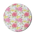 thumbnail image 1 of Floral Mouse Pad for Computers, Romantic Pattern of Rose Flower Meadow Bouquet Watercolor on Plain Background, Round Non-Slip Thick Rubber Modern Mousepad, 8" Round, White Multicolor, by Ambesonne, 1 of 2