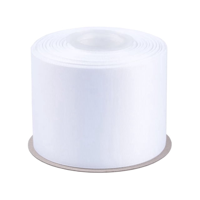 Cinta de grosgrain de 7,5 cm x 22,5 m, blanca, de poliéster
