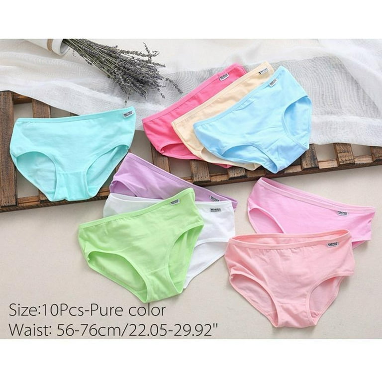 HEMOTON 10 PCS Free Size Candy Colors Sexy Cute Women Comfort Cotton  Underwear Panties (Random Colors)