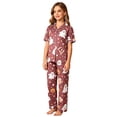thumbnail image 2 of FASHOFT Halloween Pajamas Set for Girl Cute Ghost Pumpkin Graphic Button Down Silk Satin 2 Piece Pj Sets Ruffle Long Sleeve Sleepwear Halloween 4-5 Years, 2 of 4