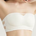 thumbnail image 6 of Iugvhana Women's Mesh Strapless Bra Seamless Breathable Push Up Bra Lift Support Non Slip Bandeau Tube Top Soft Wireless Everyday Bra White XL, 6 of 9