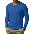 thumbnail image 4 of Dresfit Thermal Shirts Men Long Sleeve Big and Tall Tops Fall Slim Fit Solid Color Crew Neck Athletic Shirt 2025 Oversized Plain Basic Fashion Dark Blue S, 4 of 7
