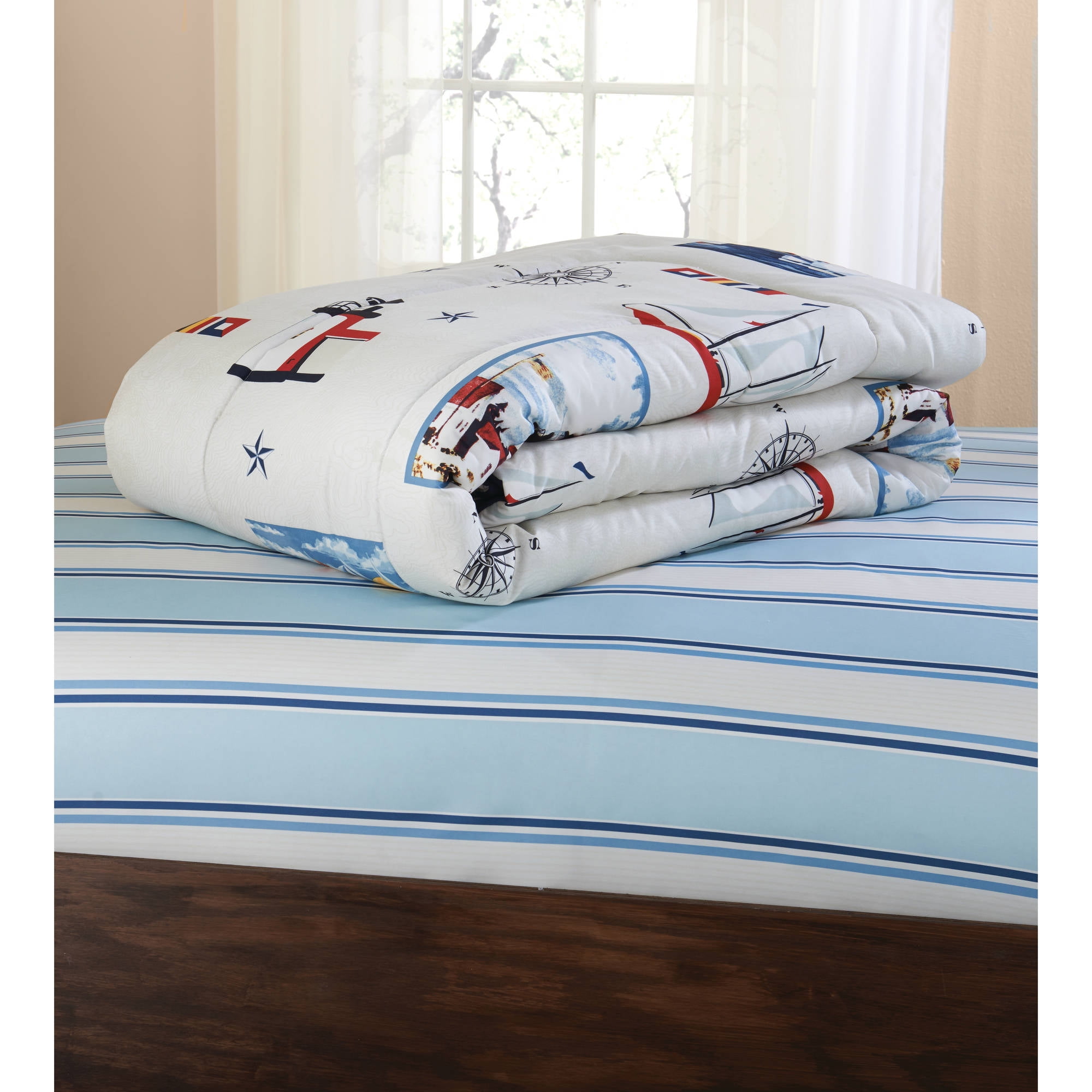 Mainstays Lighthouse Bed In A Bag Coordinated Bedding Twin Twin