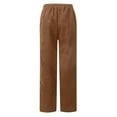 thumbnail image 6 of Diufon Corduroy Straight Pants for Women Elastic Waist Drawstring Lounge Pants Solid Color Pants with Pockets, 6 of 7