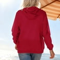thumbnail image 4 of MORESEC Women's Casual Hooded Zip Up Jacket Loose Fit Solid Color Outerwear Spring Vacation Fashion Clothes, Red M, 4 of 9