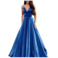 thumbnail image 2 of Vestido de noche sin mangas con tirantes y cuello en V sexy de color sólido a la moda para mujer, 2 of 5