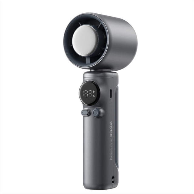 Ventilador Turbo de Mano de 4000 MAh, Recargable por USB, con Pantalla Digital LED, Mini Ventilador de Refrigeración de Alta Velocidad para Viajes, Color Negro.