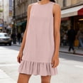thumbnail image 3 of JoveMarine Cocktail Dresses for Women Color Vest Skirt - Ruffle Edge Sleeveless Flounce Hem Casual Summer Mini Dress with Cotton Blend,Pink 2XL, 3 of 8