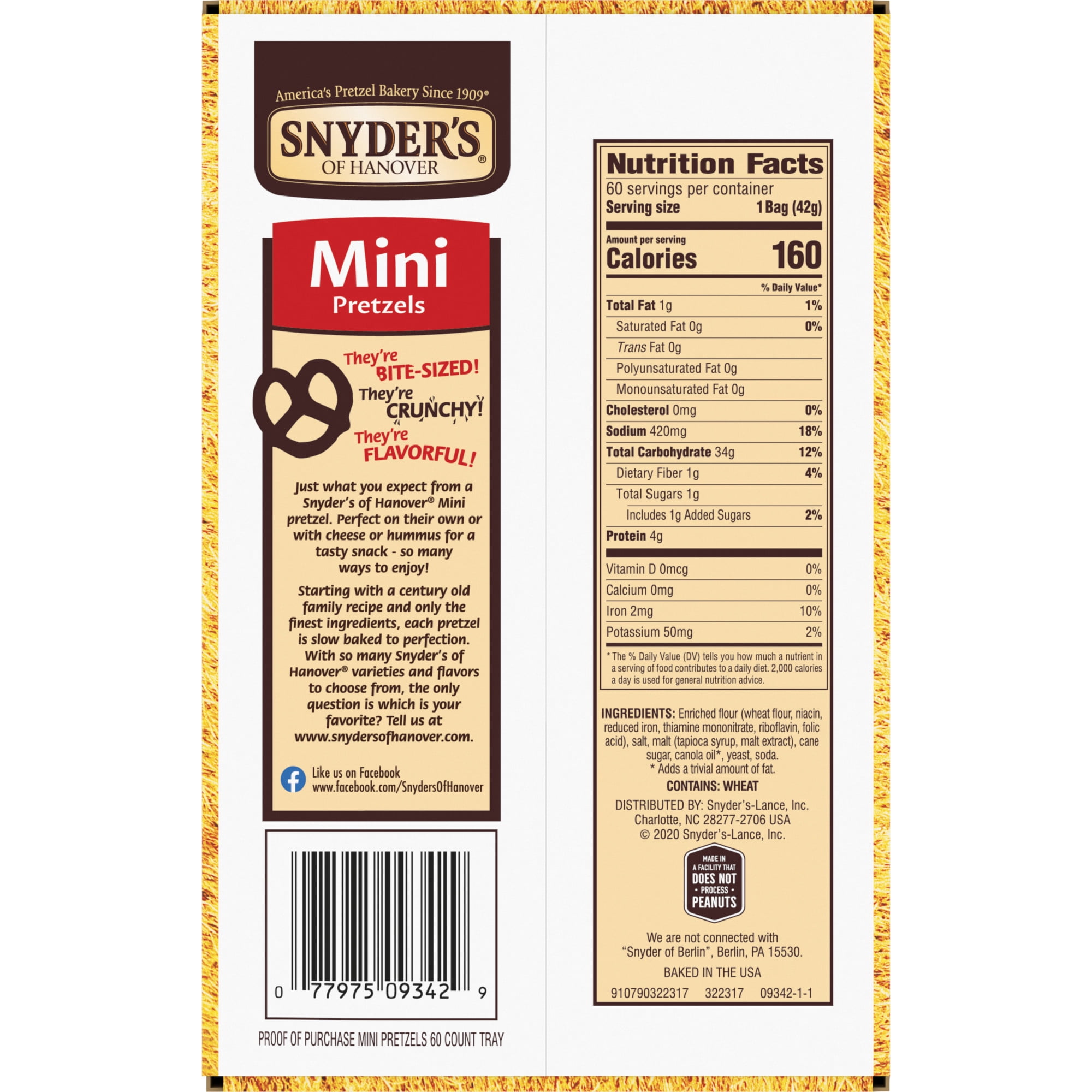 Snyder's of Hanover, Mini Pretzels, Individual Packs, 60 Ct