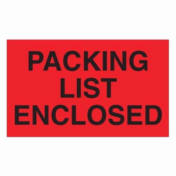 Tapecase Shipping Labels 3", Packing List Enclosed, Red, Pk500 16U831