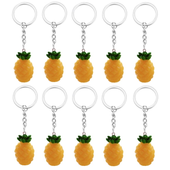 WORGEOUS 10pcs Lovely Fruit Key Chain Colgante Imitación Piña Decoración Resina Colgante (Amarillo)