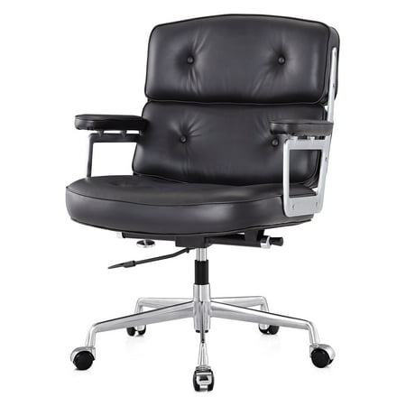 meelano m310 black aniline leather office chair walmart com