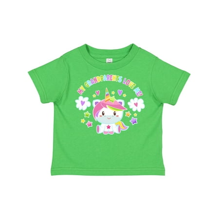 

Inktastic My Grandparents Love Me with Cute Rainbow Unicorn Gift Toddler Boy or Toddler Girl T-Shirt