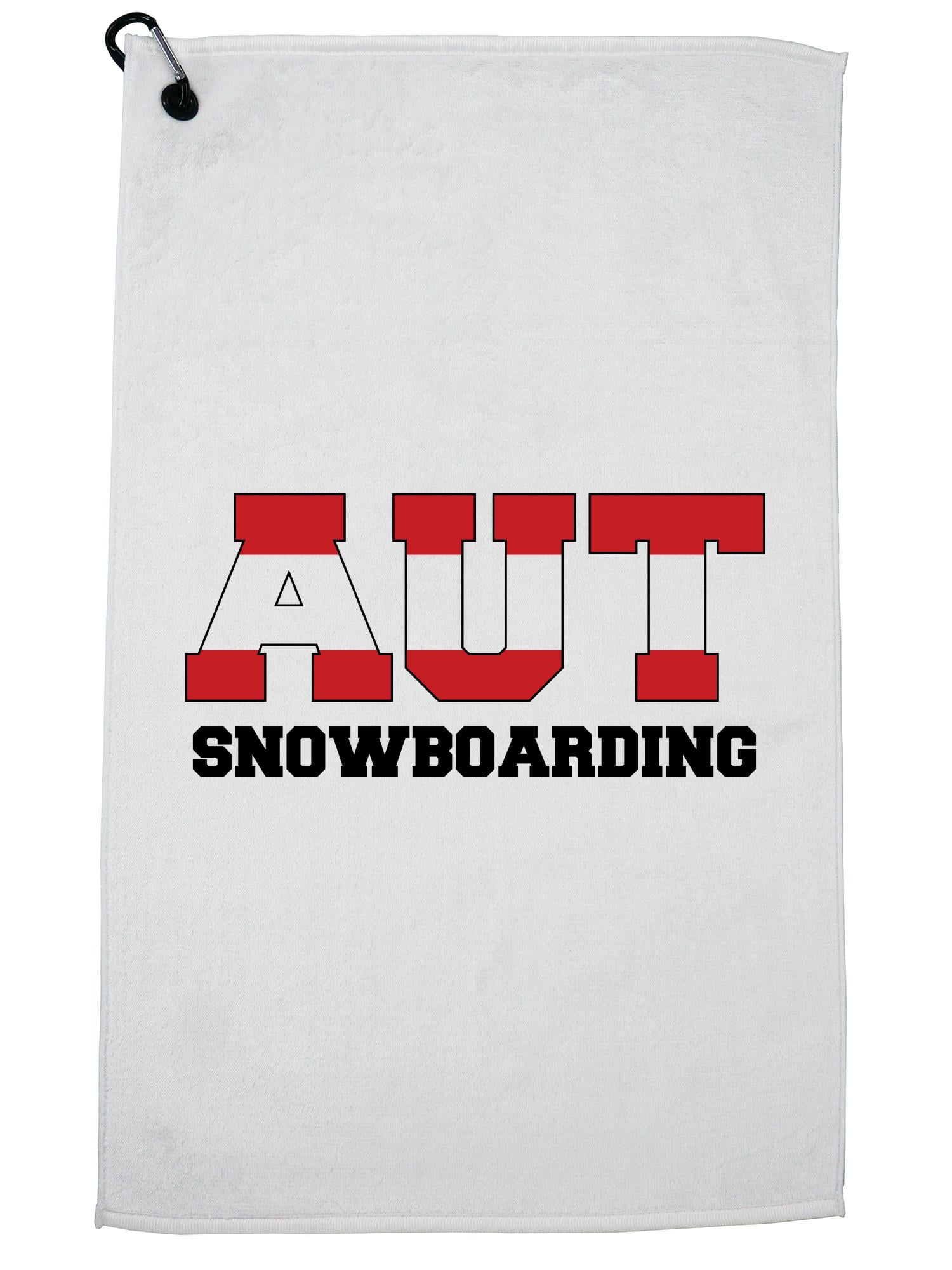 Austrian Snowboarding Winter Olympic AUT Flag Golf Towel with Carabiner Clip by Hollywood Thread