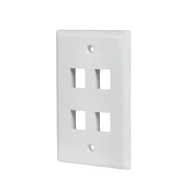 Plaque Murale Keystone 4 Ports pour RJ45 RJ11 RJ12 RCA F-Type Jack - Blanc