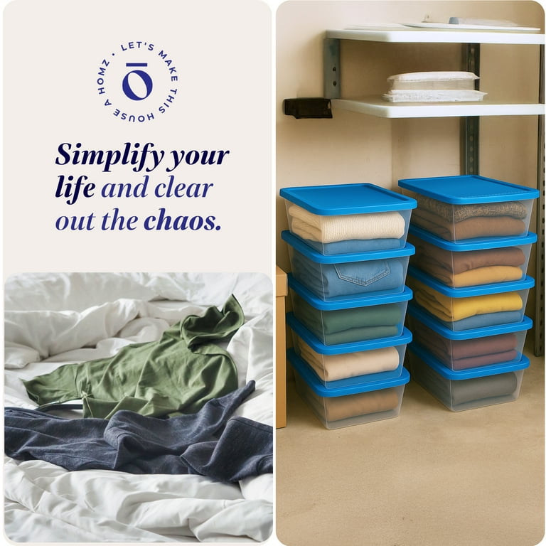 Homz 6 Quart Plastic Storage Container, Stackable, Durable Clear