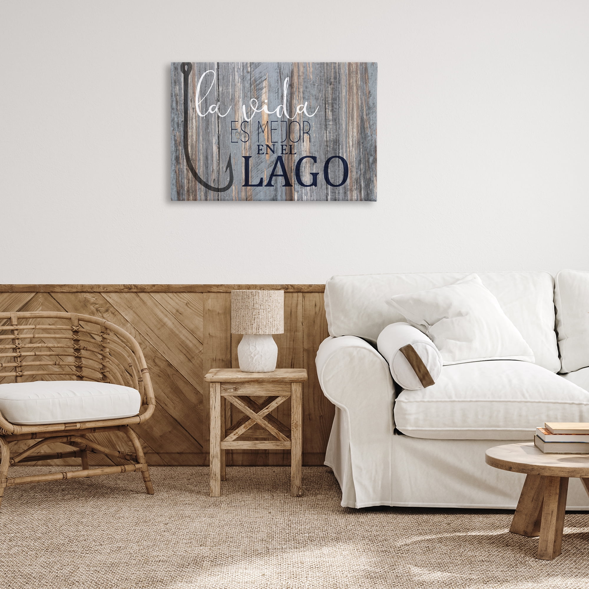 Stupell Industries Mejor en el Lago Azul Inspirational Quotes & Sayings Painting Wrapped Canvas Art Print Wall Art, 30 x 20