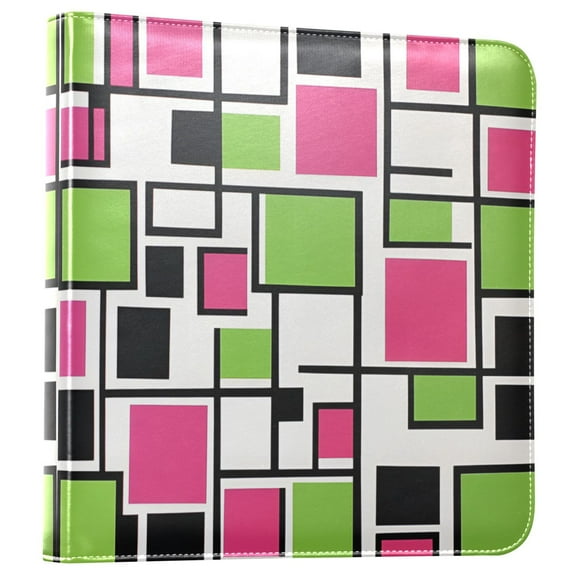FORMRS 3 Ring Photo Album 4"x6" Self Adhesive Large Capacity PU Leather Cover, Abstract Geometric
