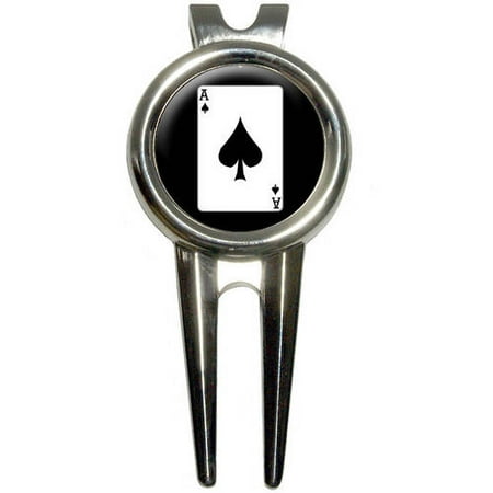 Playing Cards Ace of Spades Golf Divot Repair Tool and Ball