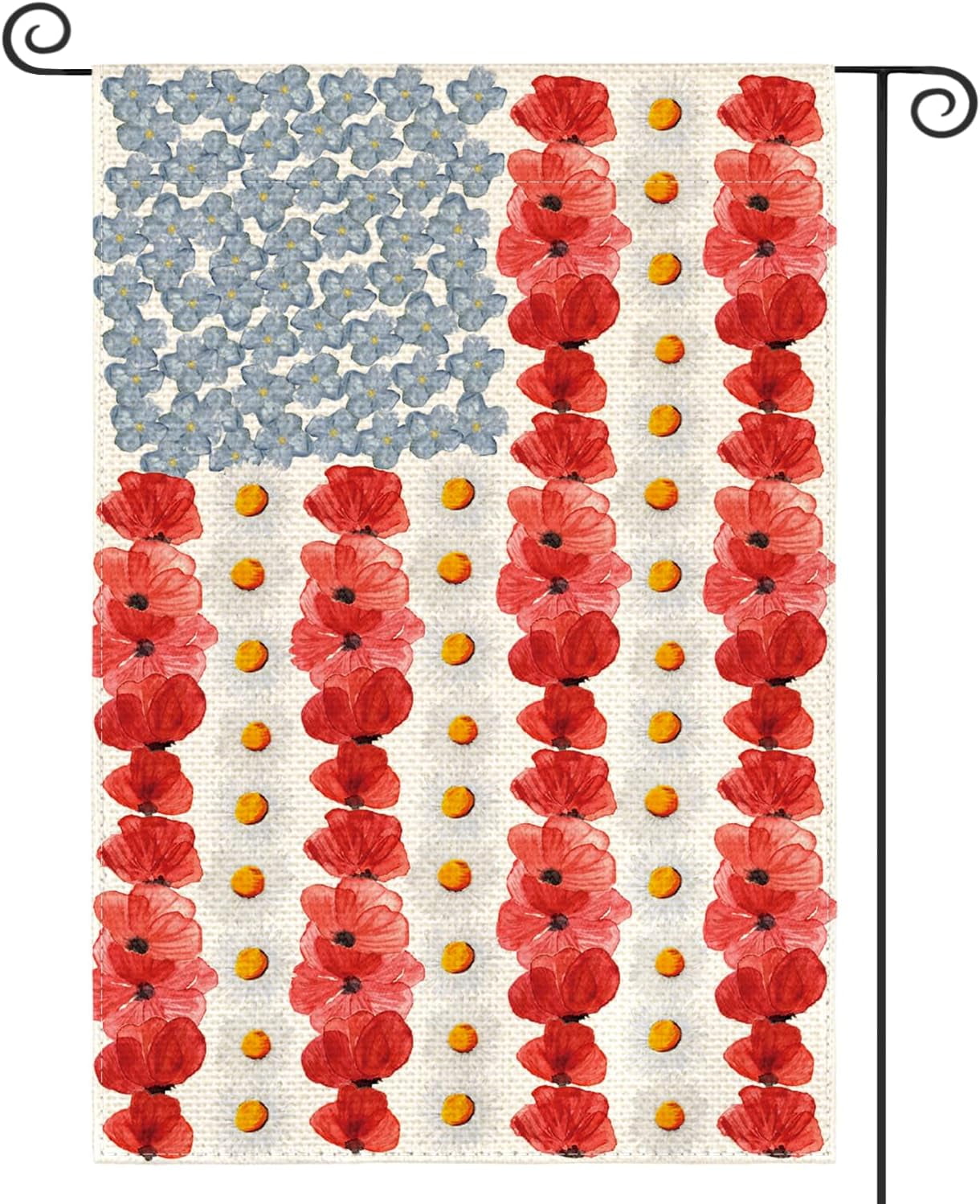 Myosotis Poppy Memorial Day House Flag 3x5 FT Double Sided Outside, Patriotic American Flag Yard Outdoor Decoration