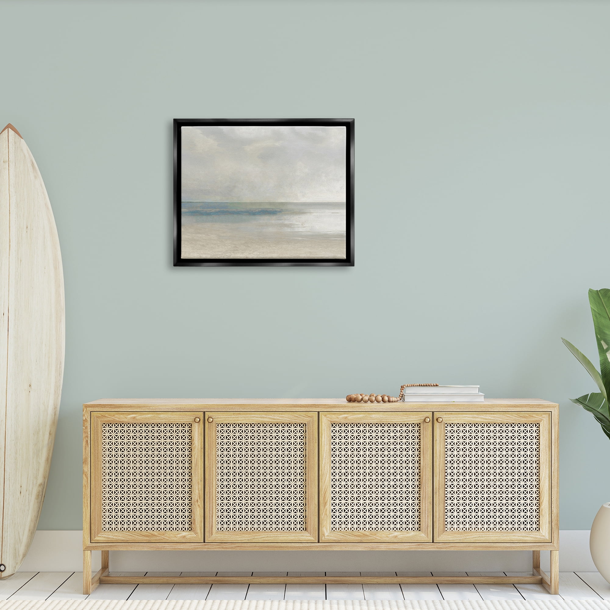 Stupell Abstract Beach Horizon Landscape Landscape Painting Black Floater Framed Art Print Wall Art