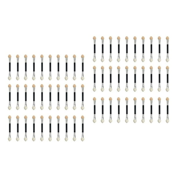 100 pcs Lady Club Brush Shaped Daily Cosmetic Use Premium Applicators Eye Shadow Beauty, Eyeshadow Dual Sponge Foundation Brushes Makeup Women Practical Aluminum Portable