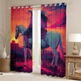 thumbnail image 2 of Western Cowgirl Curtains,West Style Horse Curtains 30%-50% Blackout Bedroom Decor,Vintage Aztec Cowboy Sunset Curtains Rustic Country Window Curtains 2 Panels 42"Wx63"L, 2 of 6