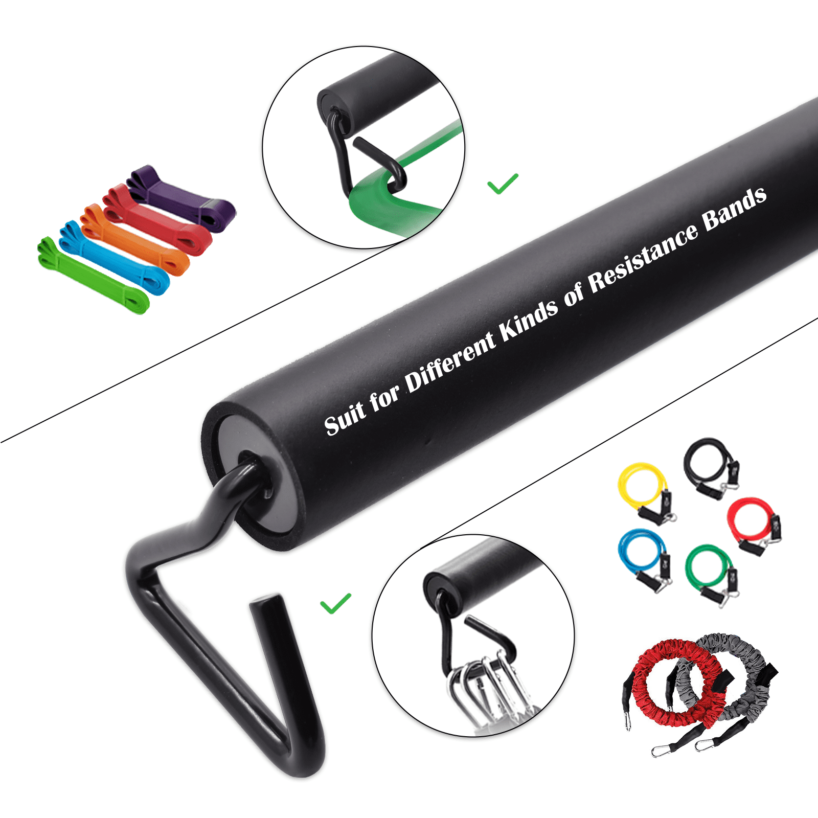 Prebene Resistance Band Bar,Portable Weightlifting Training, Suit for Home Exercise