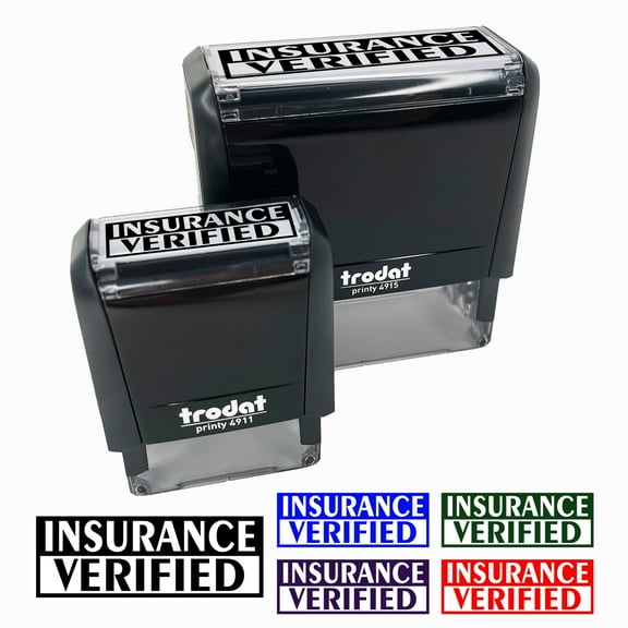 Insurance Verified Self-Inking Rubber Stamp Ink Stamper for Business Office - Black Ink - Small 1-1/2 Inch