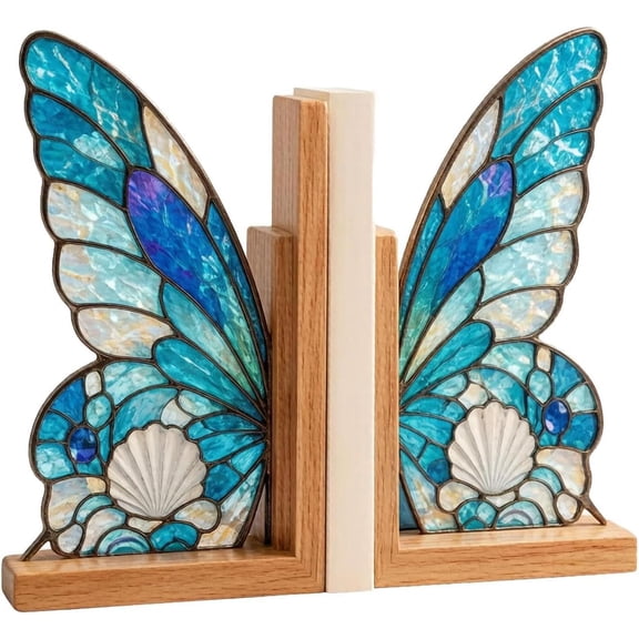 Colorful Butterfly Wing Bookend Decorative Shelf Decor B