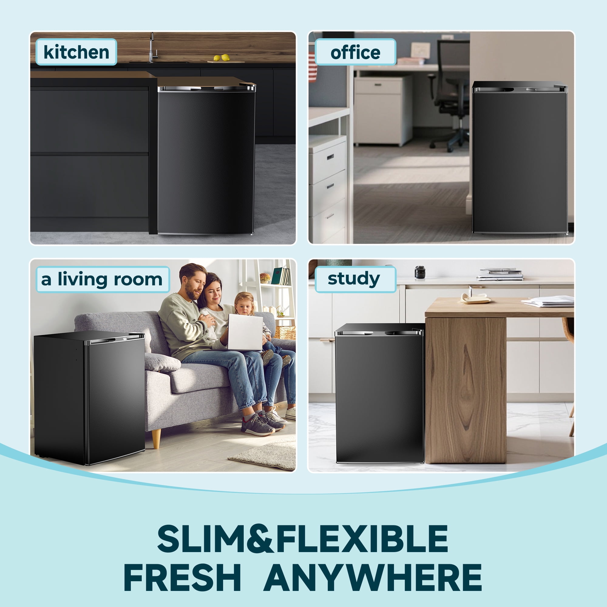 Simzlife 3.0 Cu.ft Upright Freezer, Mini Refrigerator Compact Design,Reversible Door,Black