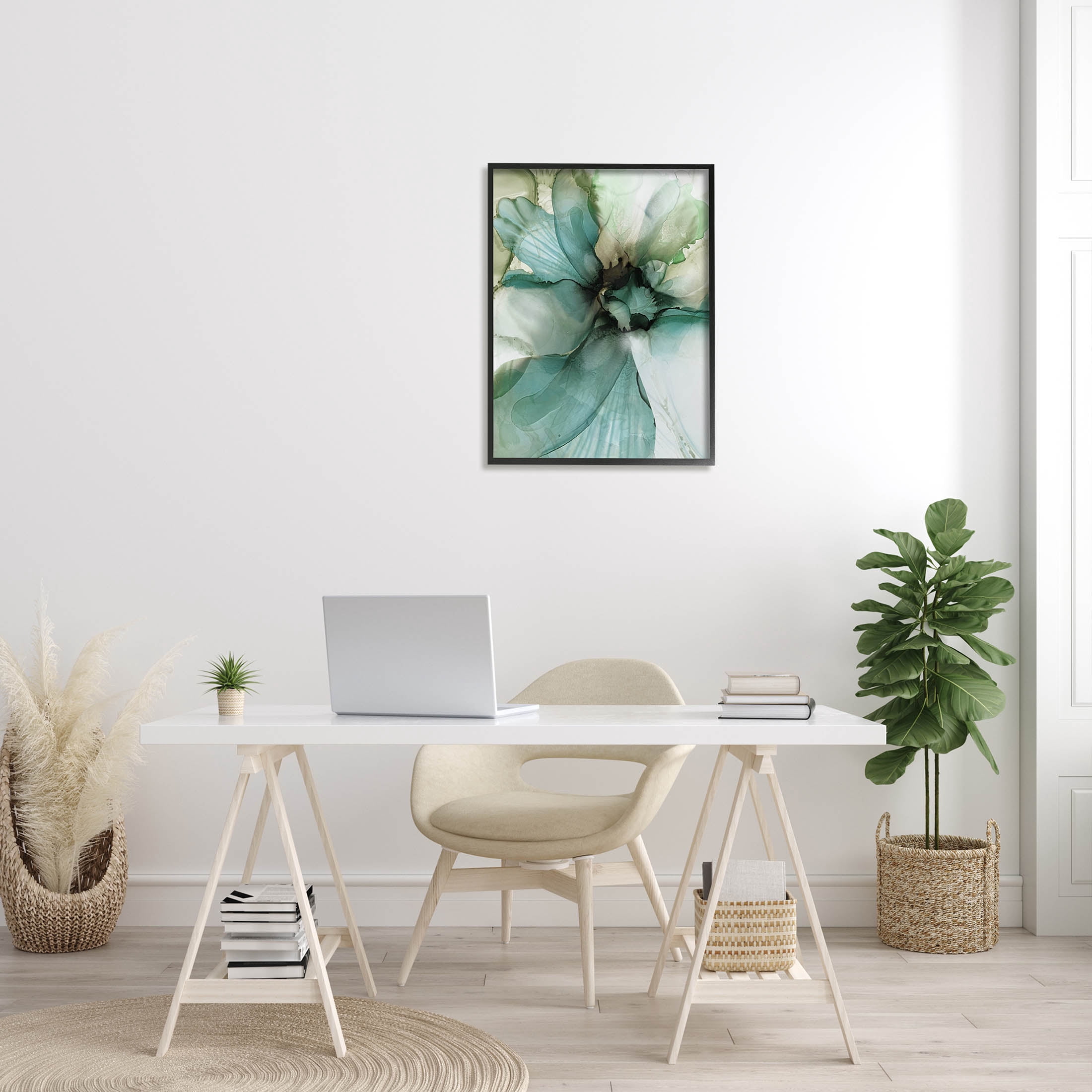 Modern Flower Petal Botanical Abstract Graphic Art Black Framed Art Print Wall Art