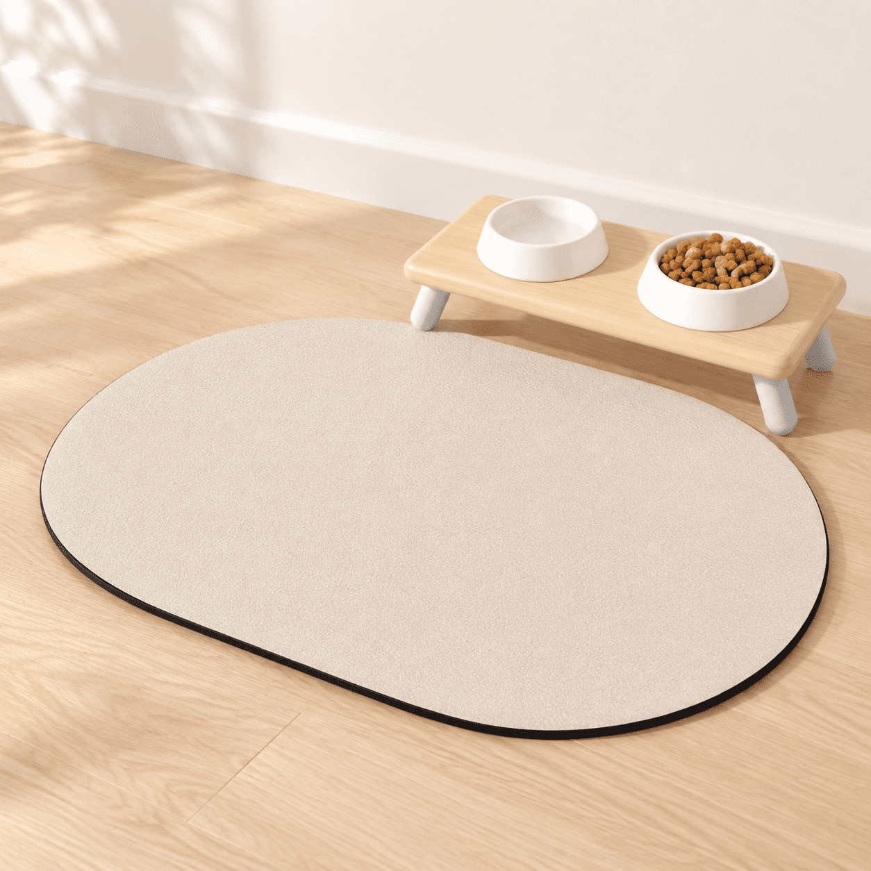 Unbranded Beige 24 x16 Absorbent Non-Slip Pet Feeding Mat for Dogs and Cats