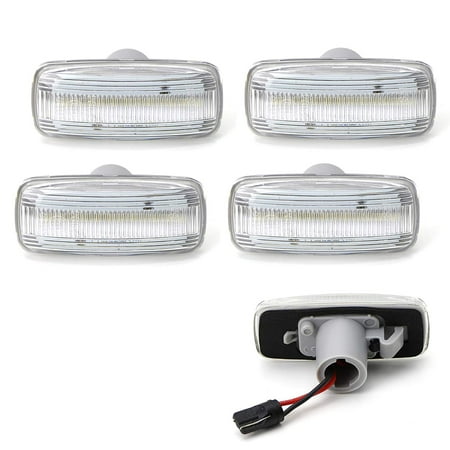 iJDMTOY Clear Lens Full LED Rear Bed Side Marker Lamps For 10-18 Dodge RAM 2500HD 3500HD Dually Double Wheel Side Fenders, (4) Side Marker Lenses For Front & Rear Fenders Powered By 48-SMD LED