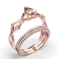 thumbnail image 3 of Boho & hippie 2.10 Carat Pear Cut Morganite And Diamond Moissanite Unique Engagement Ring, Wedding Ring, Inspired And Branch Ring in 925 Sterling Silver With 18k Rose Gold Plating, Trio Ring Set, 3 of 4